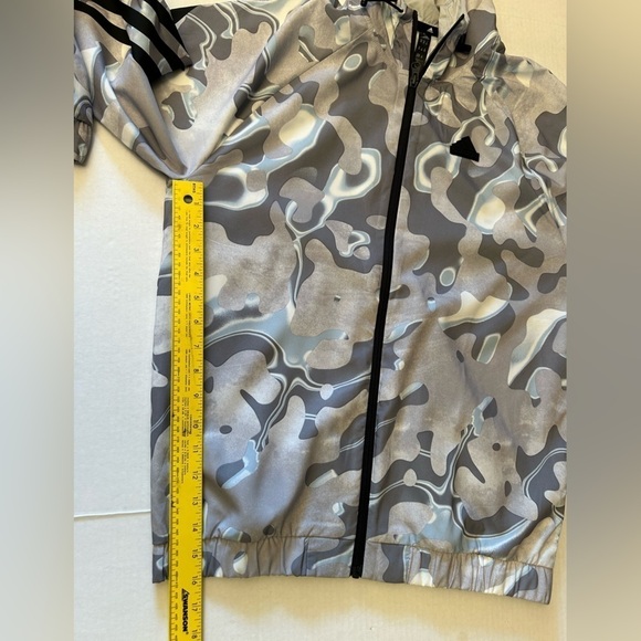 Adidas mens track white & grey all over print lightweight hoodie Sz-XS. Z9 - Picture 10 of 10